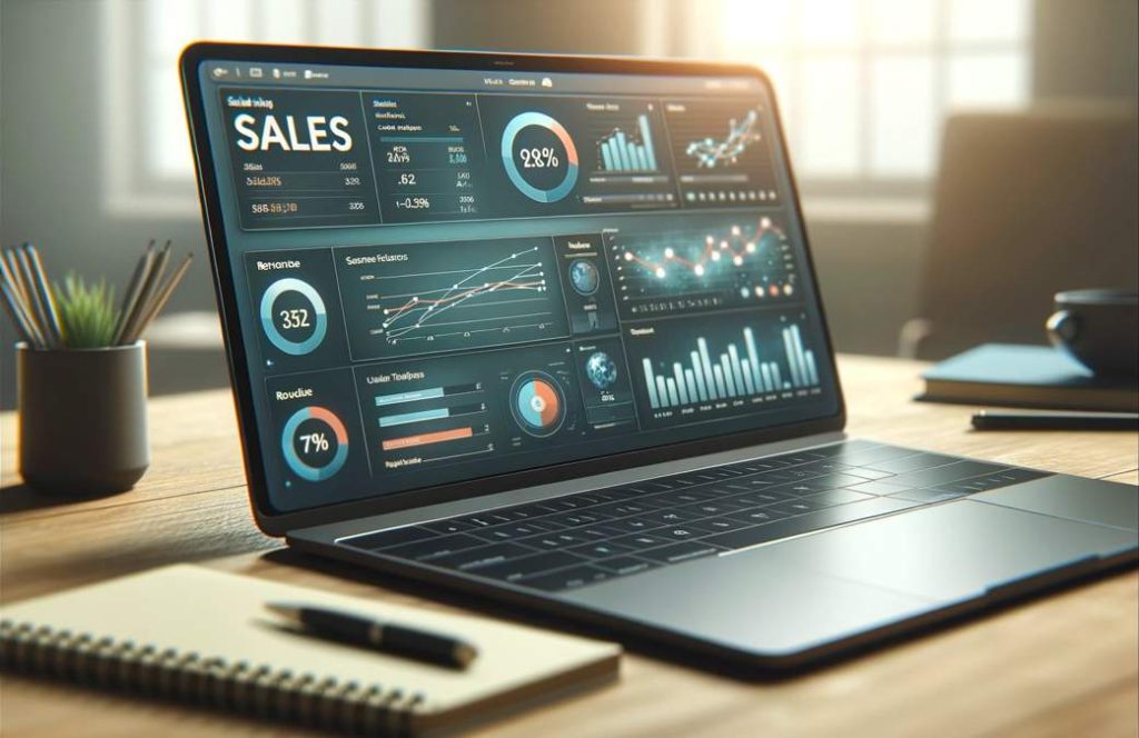Sales Dashboard in a Laptop
