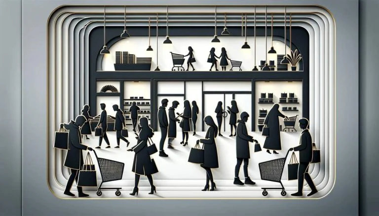 customers shopping in a busy retail store